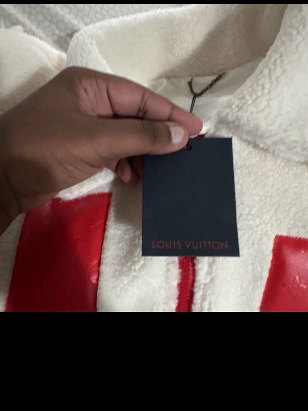 Louis Vuitton Cream Teddy Jacket with Red Trim